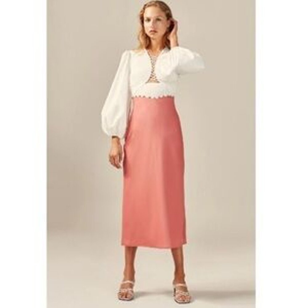 NWT!! C/MEO COLLECTIVE Midi Skirt (Pale Pink)
